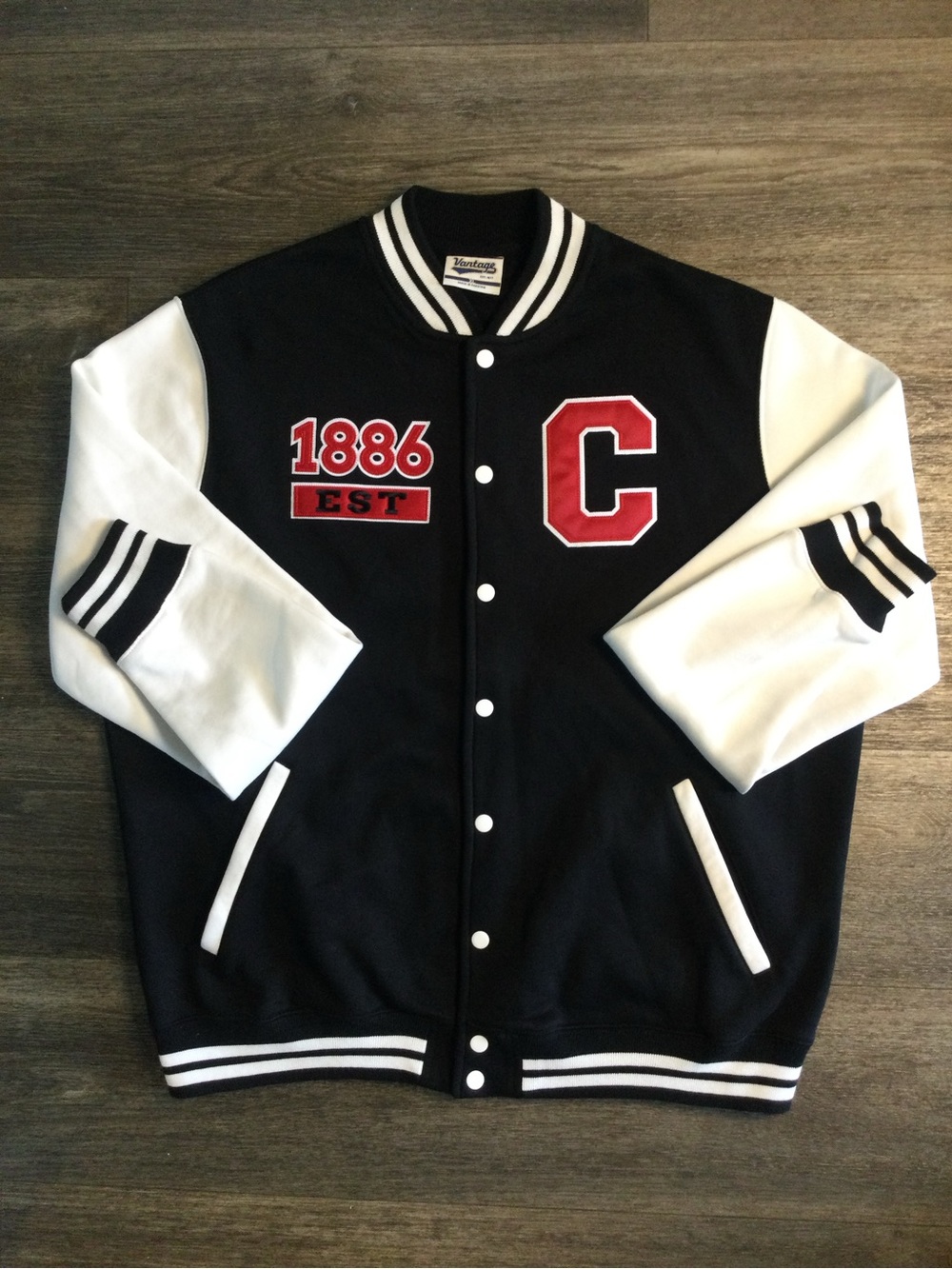 Coca Cola Black & White Varsity Jacket with Red 'C' Patch